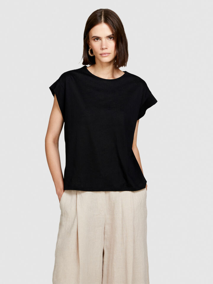 Slub t-shirt - women's short sleeve t-shirts - Black | Sisley image number 4